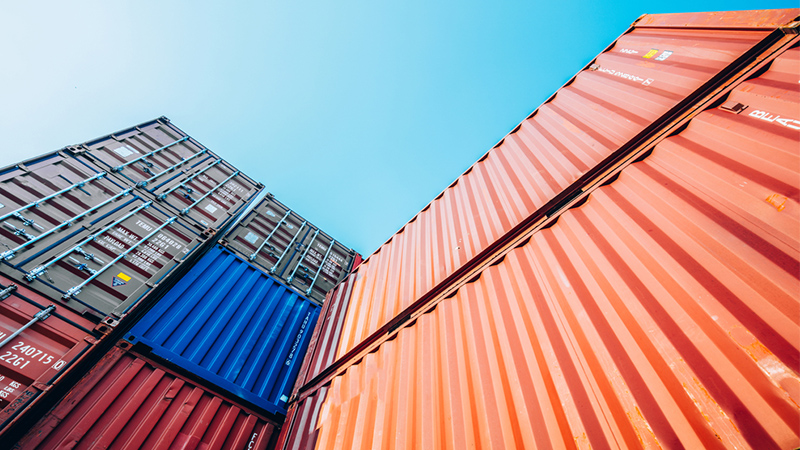 Containers blocked on top of each other