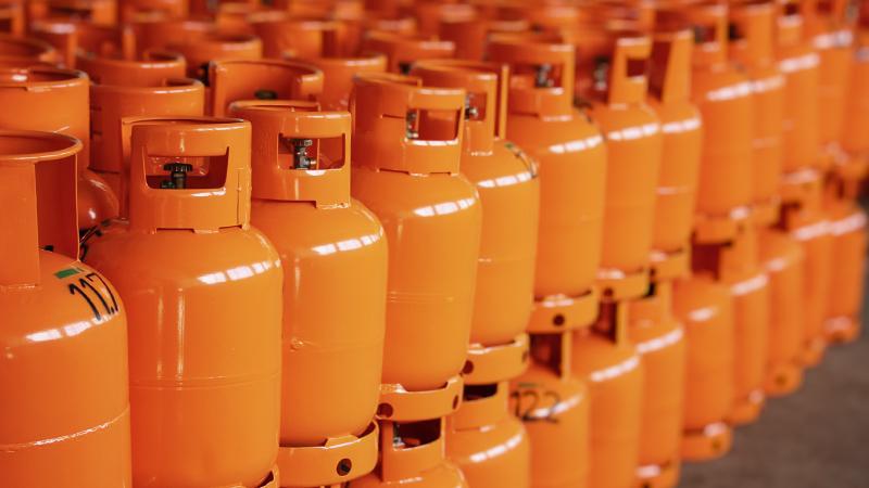 Orange gas bottles