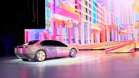 BMW i Vision Dee concept car at CES 2023. Photo credit:  Consumer Technology Association