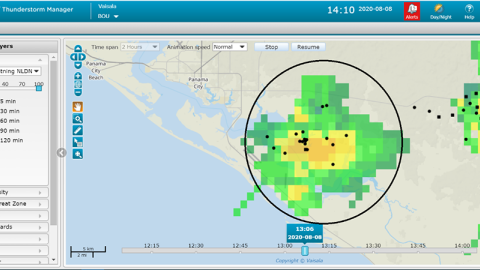 Vaisala Thunderstorm Manager display