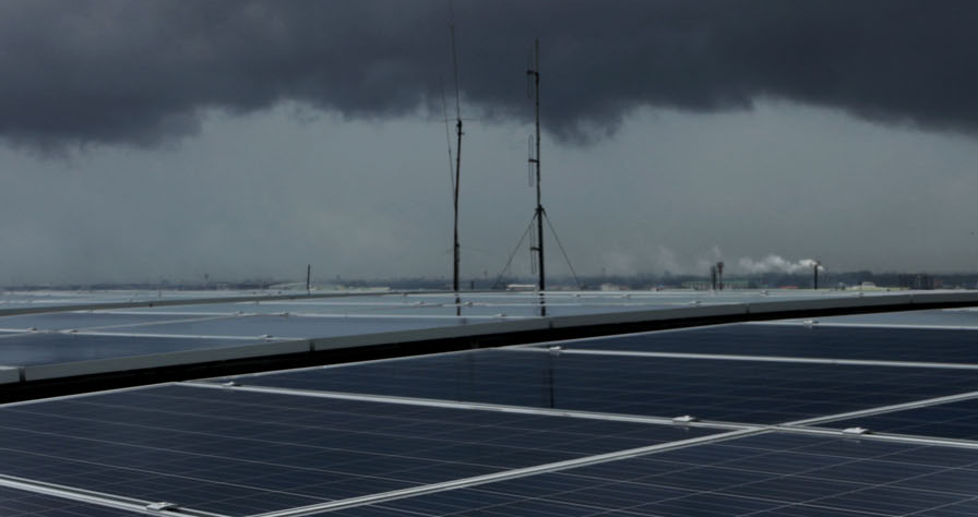 Solar panels in storm