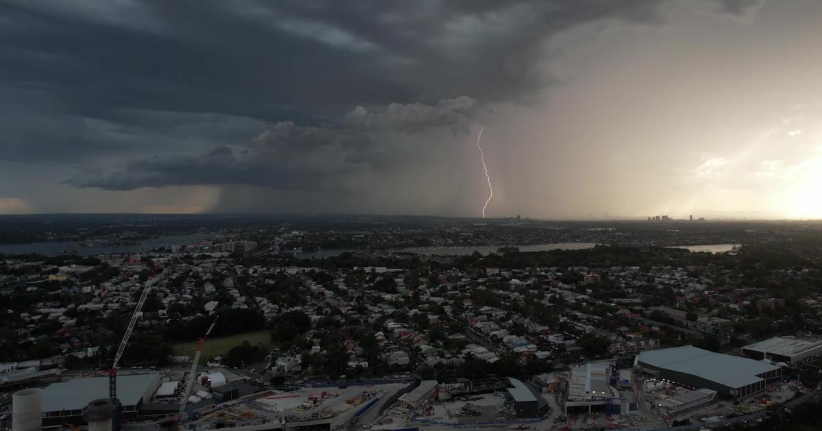 Thunderstorm over city