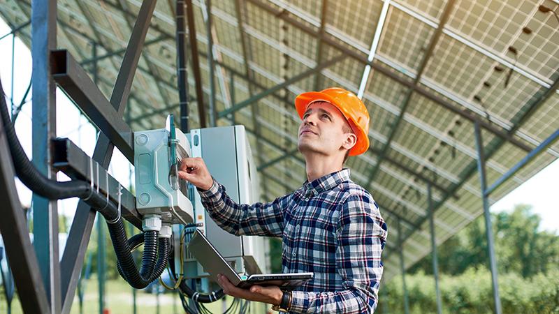 Solar farm worker