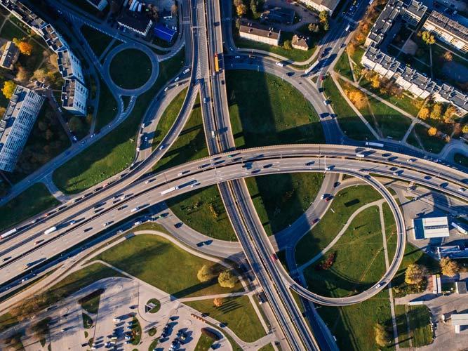 Aerial view of intersection