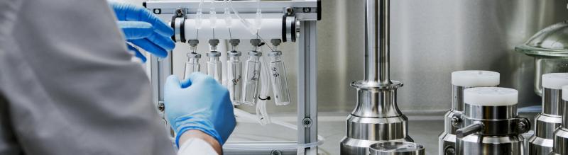 Test bottles in a gas lab
