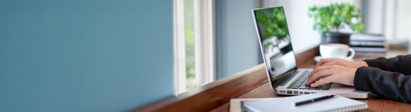 Reading an e-book on the laptop