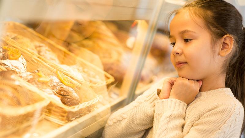Girl in a bakery